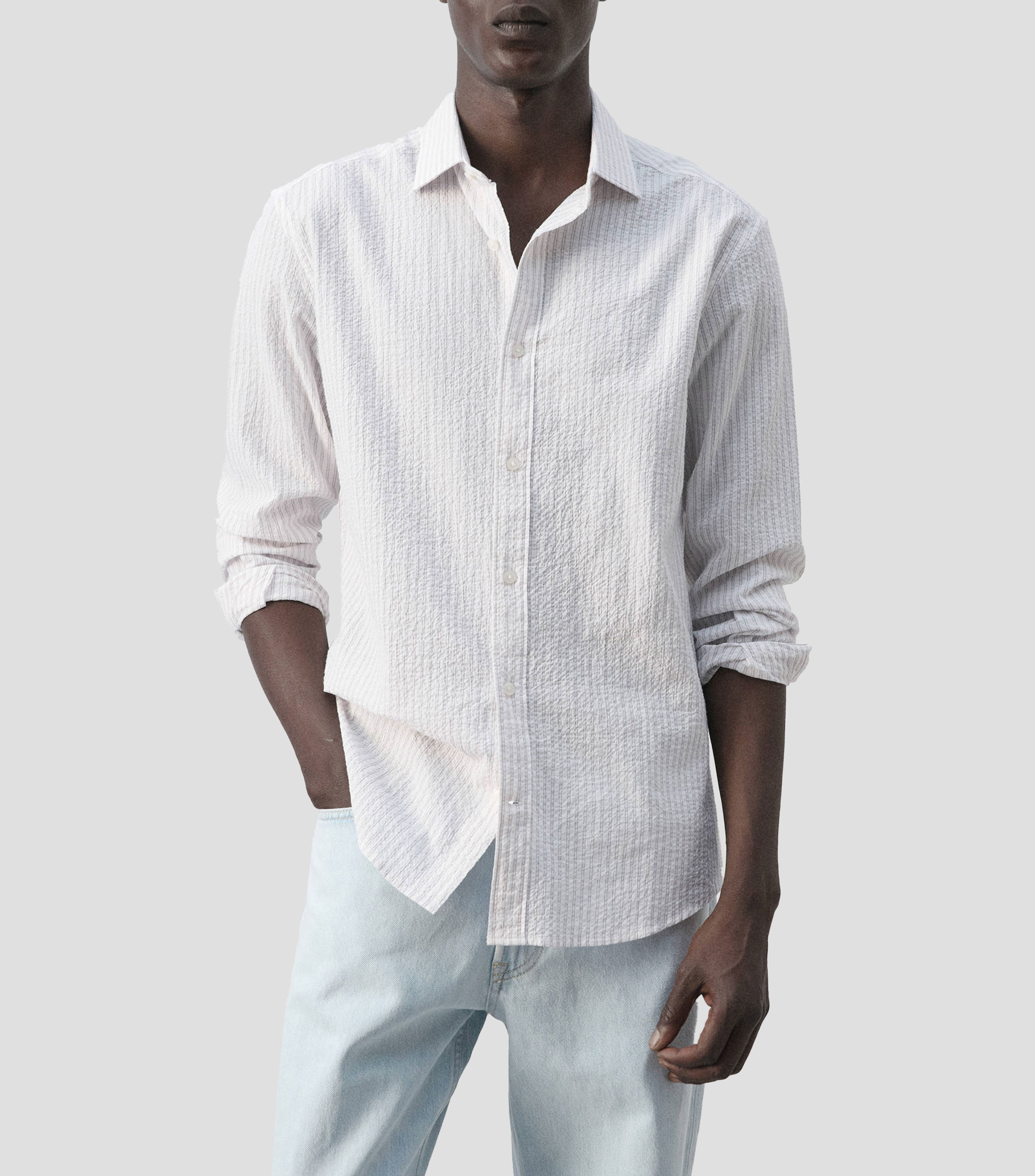 Camisa rayas manga larga Hombre